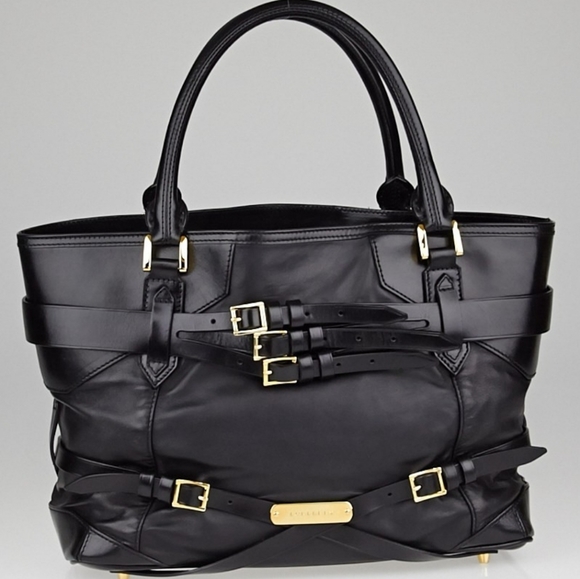 Burberry Handbags - Burberry Black Bridle Landscape Lynher Medium Tote Bag